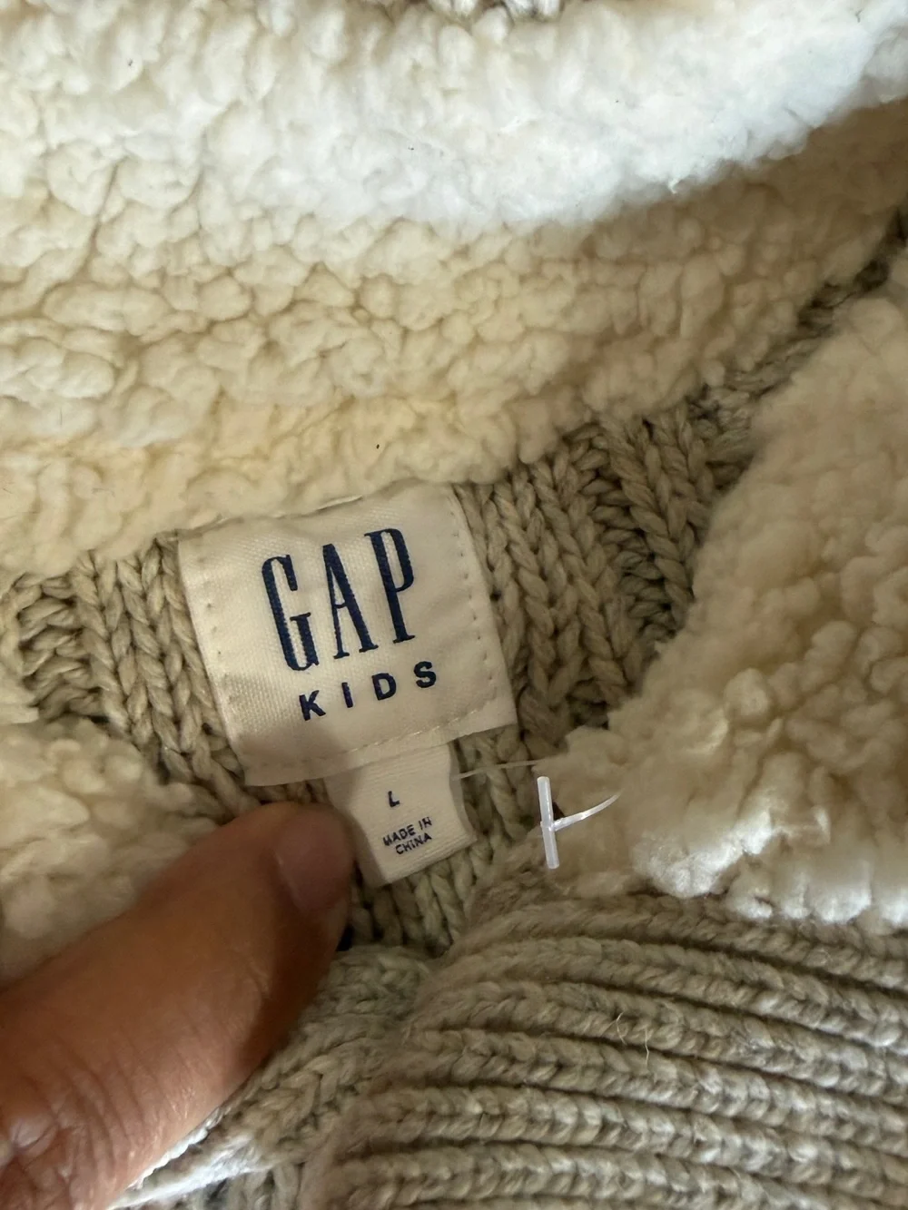 Gap Boys' Cream Cable-Knit Button-Front Sweater Jacket size L